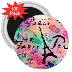 From Paris Abstract Art Pattern 3  Magnets (100 Pack) by uniart180623