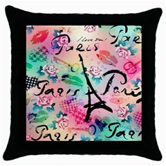 From Paris Abstract Art Pattern Throw Pillow Case (black) by uniart180623