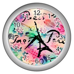 From Paris Abstract Art Pattern Wall Clock (silver) by uniart180623