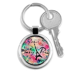 From Paris Abstract Art Pattern Key Chain (round) by uniart180623