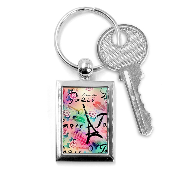 From Paris Abstract Art Pattern Key Chain (Rectangle)