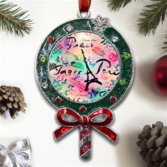 From Paris Abstract Art Pattern Metal X mas Lollipop With Crystal Ornament by uniart180623