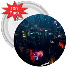 Cityscape Digital Art 3  Buttons (100 Pack)  by uniart180623