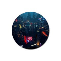 Cityscape Digital Art Rubber Coaster (round) by uniart180623