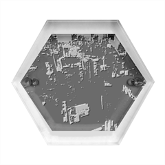 Cityscape Digital Art Hexagon Wood Jewelry Box