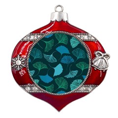 Pattern Plant Abstract Metal Snowflake And Bell Red Ornament