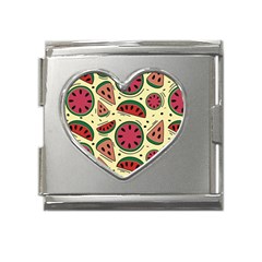 Watermelon Pattern Slices Fruit Mega Link Heart Italian Charm (18mm) by uniart180623