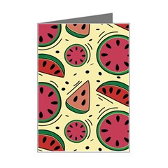 Watermelon Pattern Slices Fruit Mini Greeting Card by uniart180623