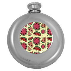 Watermelon Pattern Slices Fruit Round Hip Flask (5 Oz) by uniart180623