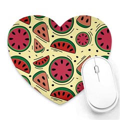 Watermelon Pattern Slices Fruit Heart Mousepad by uniart180623