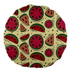 Watermelon Pattern Slices Fruit Large 18  Premium Flano Round Cushions by uniart180623