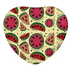 Watermelon Pattern Slices Fruit Heart Glass Fridge Magnet (4 Pack) by uniart180623