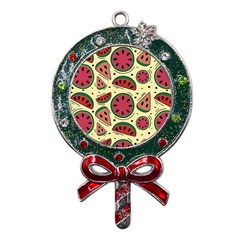 Watermelon Pattern Slices Fruit Metal X mas Lollipop With Crystal Ornament by uniart180623