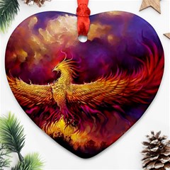 Phoenix Bird Heart Ornament (two Sides) by uniart180623