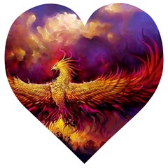 Phoenix Bird Wooden Puzzle Heart by uniart180623