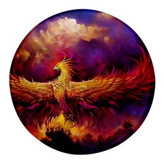 Phoenix Bird Round Glass Fridge Magnet (4 Pack) by uniart180623