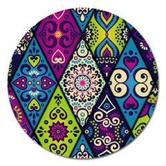 Ethnic Pattern Abstract Magnet 5  (round) by uniart180623