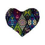 Ethnic Pattern Abstract Standard 16  Premium Heart Shape Cushions Back