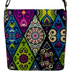 Ethnic Pattern Abstract Flap Closure Messenger Bag (s) by uniart180623