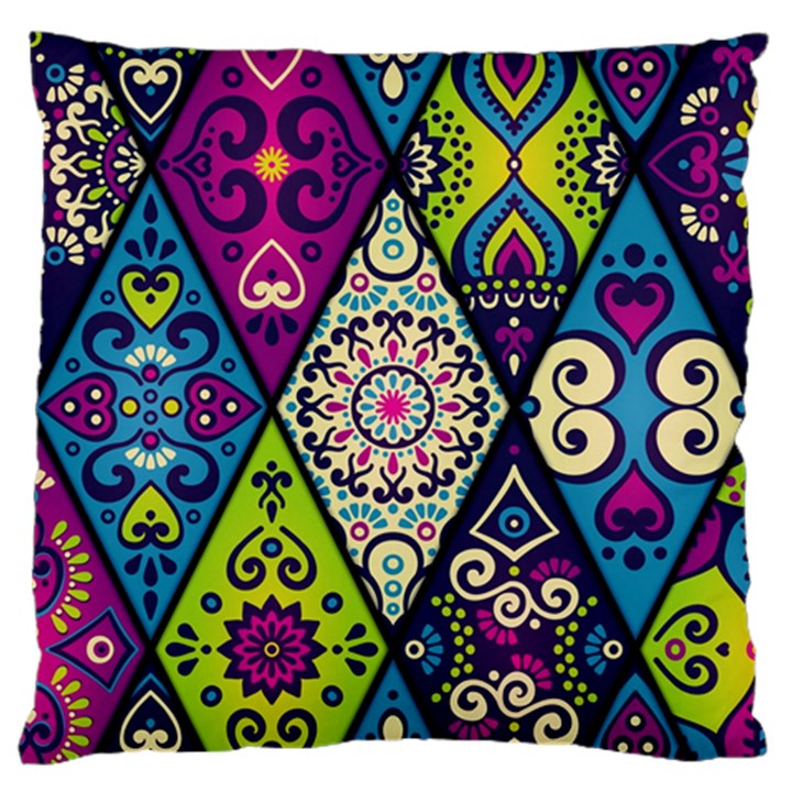 Ethnic Pattern Abstract Large Premium Plush Fleece Cushion Case (Two Sides)