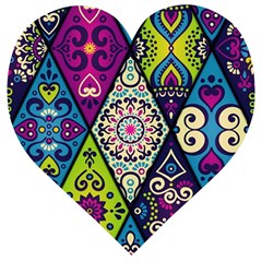 Ethnic Pattern Abstract Wooden Puzzle Heart by uniart180623