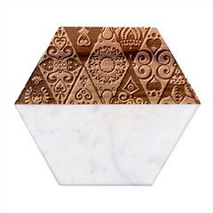 Ethnic Pattern Abstract Marble Wood Coaster (hexagon)  by uniart180623