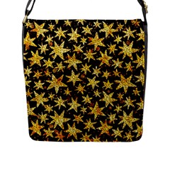 Shiny Glitter Stars Flap Closure Messenger Bag (l) by uniart180623