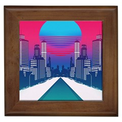 Retro Cityscape Artist Artwork Digital Art Framed Tile by uniart180623