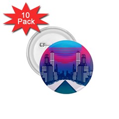 Retro Cityscape Artist Artwork Digital Art 1 75  Buttons (10 Pack)