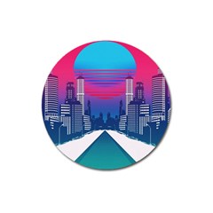 Retro Cityscape Artist Artwork Digital Art Magnet 3  (round) by uniart180623