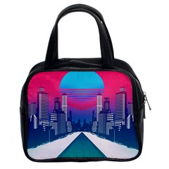 Retro Cityscape Artist Artwork Digital Art Classic Handbag (two Sides) by uniart180623