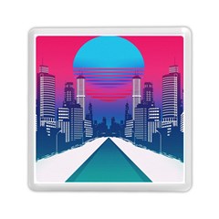 Retro Cityscape Artist Artwork Digital Art Memory Card Reader (square) by uniart180623