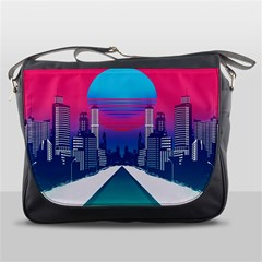 Retro Cityscape Artist Artwork Digital Art Messenger Bag by uniart180623