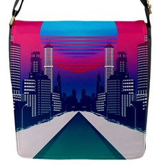 Retro Cityscape Artist Artwork Digital Art Flap Closure Messenger Bag (s) by uniart180623