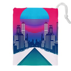 Retro Cityscape Artist Artwork Digital Art Drawstring Pouch (4xl) by uniart180623