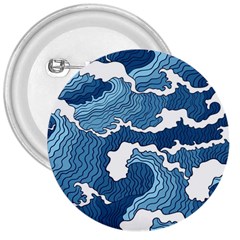 Waves Aesthetics Illustration Japanese 3  Buttons by uniart180623