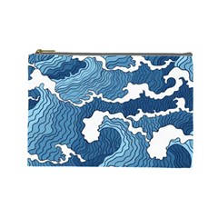 Waves Aesthetics Illustration Japanese Cosmetic Bag (large)