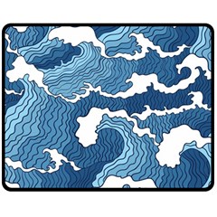 Waves Aesthetics Illustration Japanese Two Sides Fleece Blanket (medium) by uniart180623