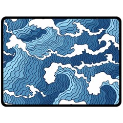 Waves Aesthetics Illustration Japanese Two Sides Fleece Blanket (large) by uniart180623