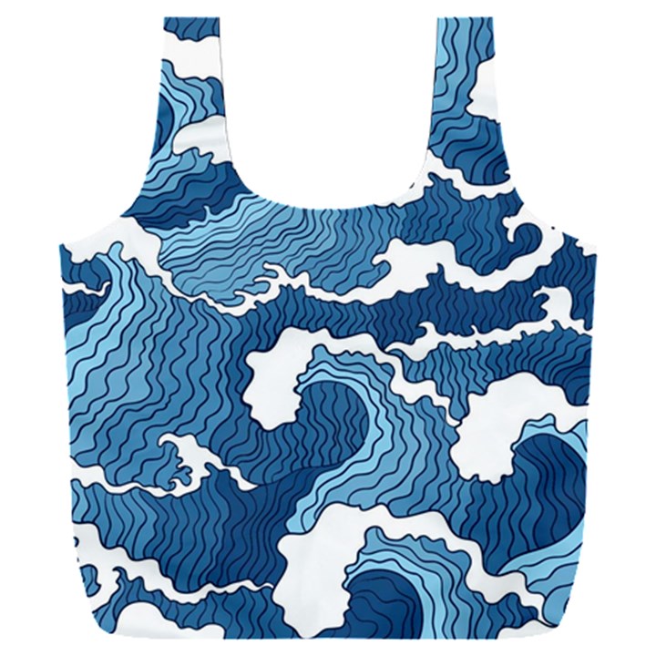 Waves Aesthetics Illustration Japanese Full Print Recycle Bag (XXXL)