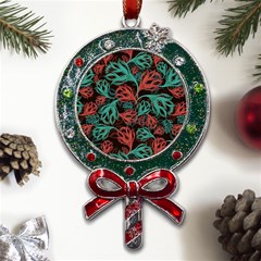 Flower Patterns Ornament Pattern Metal X mas Lollipop With Crystal Ornament