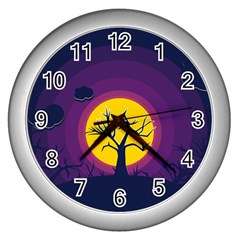 Empty Tree Leafless Stem Bare Branch Wall Clock (silver) by uniart180623