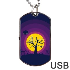 Empty Tree Leafless Stem Bare Branch Dog Tag Usb Flash (two Sides) by uniart180623