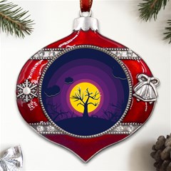 Empty Tree Leafless Stem Bare Branch Metal Snowflake And Bell Red Ornament by uniart180623