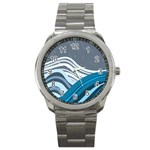 Waves Ink Abstract Texture Art Sport Metal Watch Front