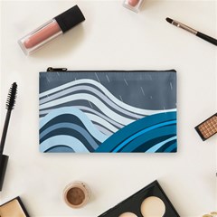 Waves Ink Abstract Texture Art Cosmetic Bag (small) by uniart180623