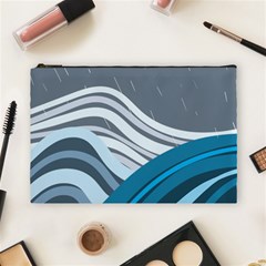 Waves Ink Abstract Texture Art Cosmetic Bag (large) by uniart180623