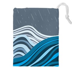 Waves Ink Abstract Texture Art Drawstring Pouch (4xl) by uniart180623