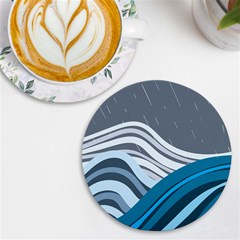 Waves Ink Abstract Texture Art Uv Print Round Tile Coaster by uniart180623