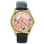 Background Geometric Triangle Round Gold Metal Watch Front